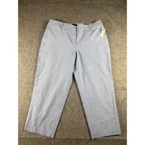 Talbots Women's Perfect Crop Pants Light Blue Chambray Button Fly Petite 12P
